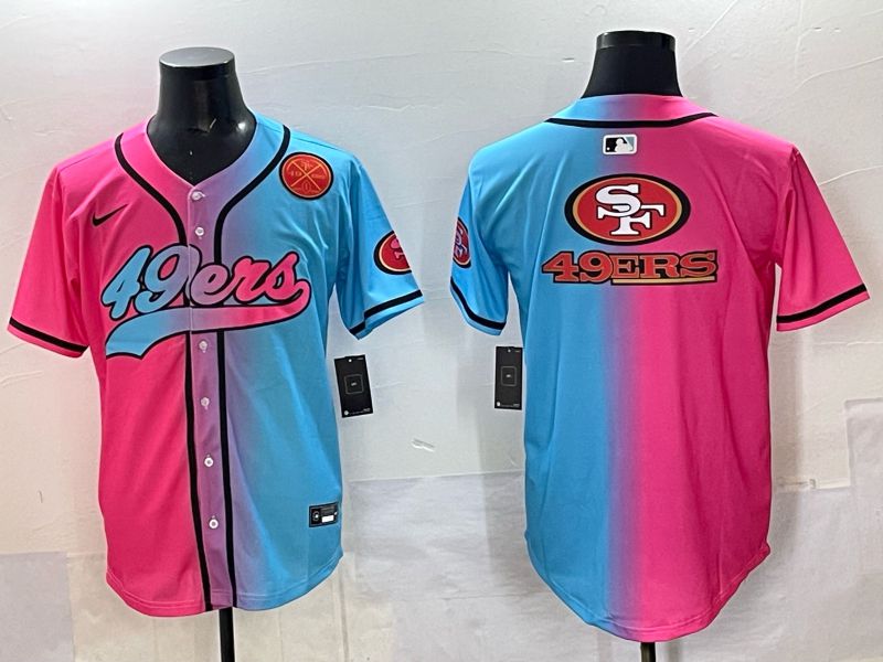 Men 2025 San Francisco 49ers Blank Blue pink Nike Limited NFL Jersey style 019->san francisco 49ers->NFL Jersey
